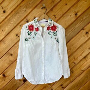 Maeve by Anthropologie Embroidered Button-down Blouse Size 4
